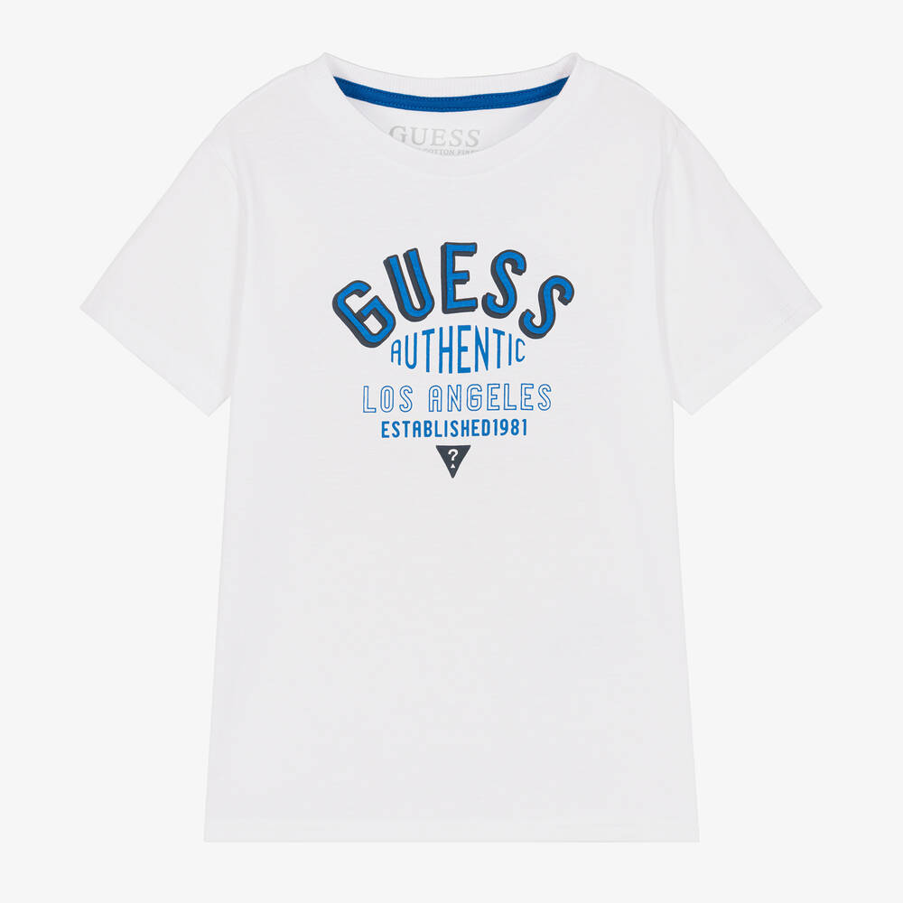 Guess - Boys White Cotton T-Shirt | Childrensalon