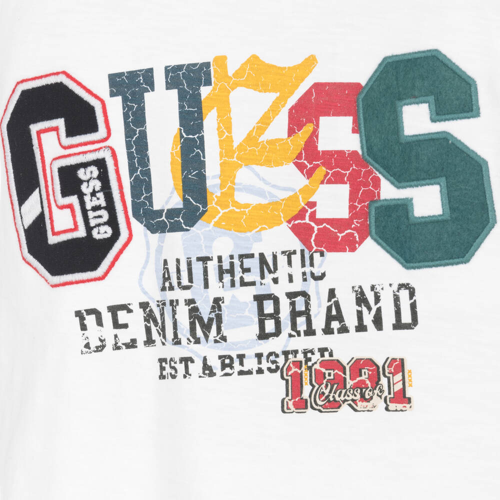 Guess-Boys White Cotton T-Shirt | Childrensalon Outlet