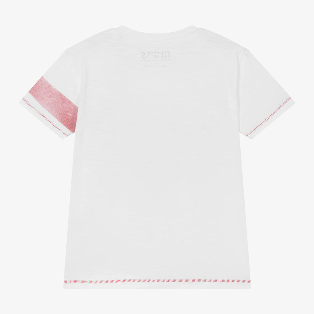 Guess-Boys White Cotton T-Shirt | Childrensalon Outlet