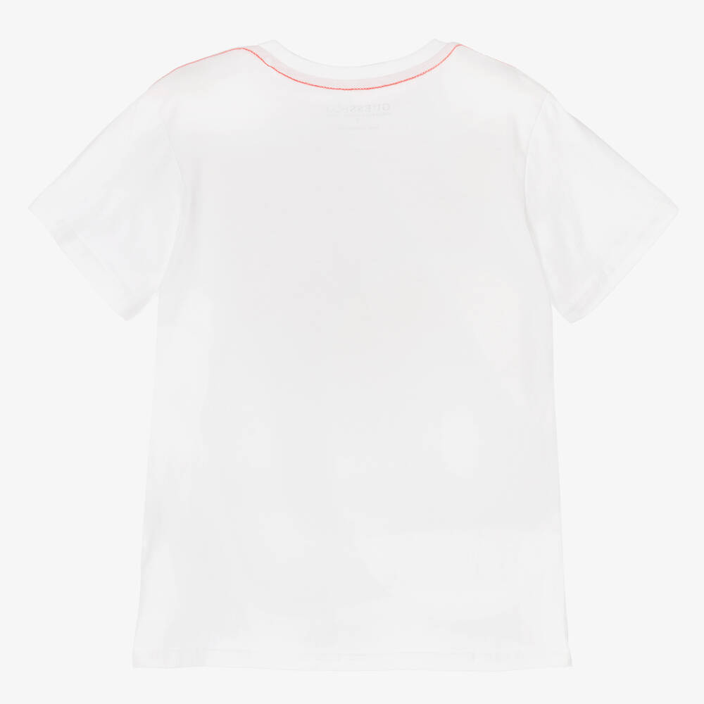 Guess-Boys White Cotton Triangle T-Shirt | Childrensalon Outlet