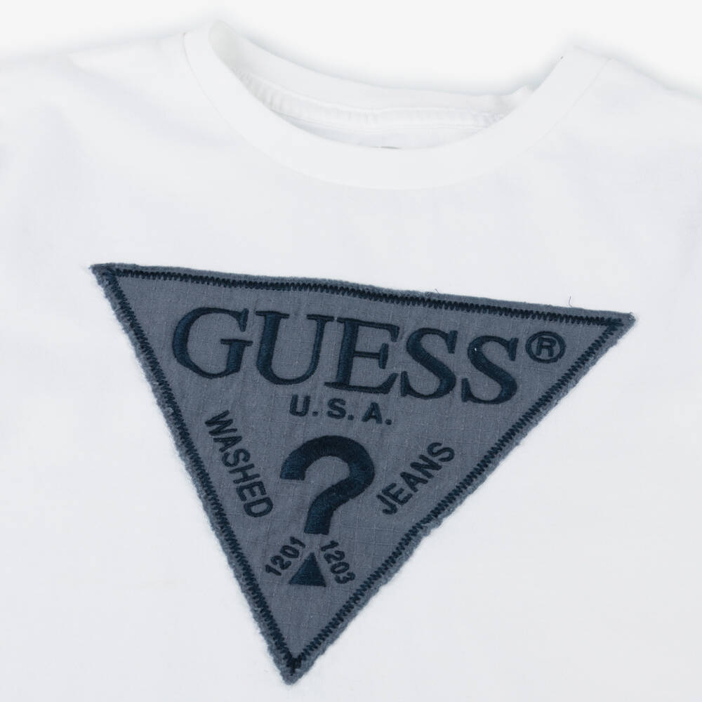 Guess-Boys White Denim-Inspired Tee | Childrensalon Outlet