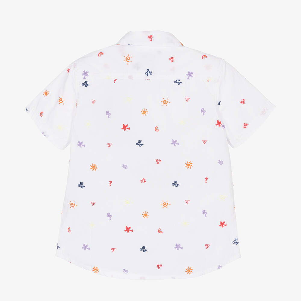 Guess-قميص قطن مطرز لون أبيض للأولاد | Childrensalon Outlet