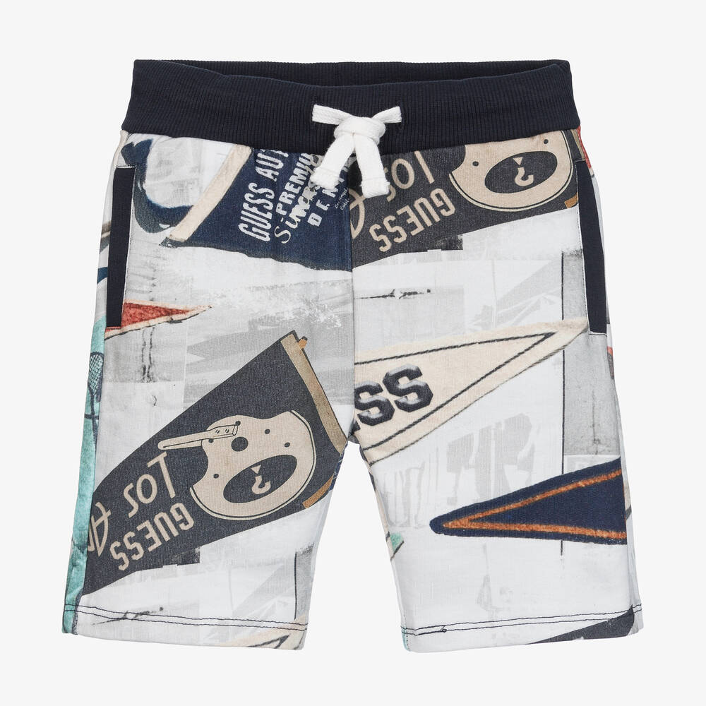 Guess - Boys White Flag Print Shorts | Childrensalon