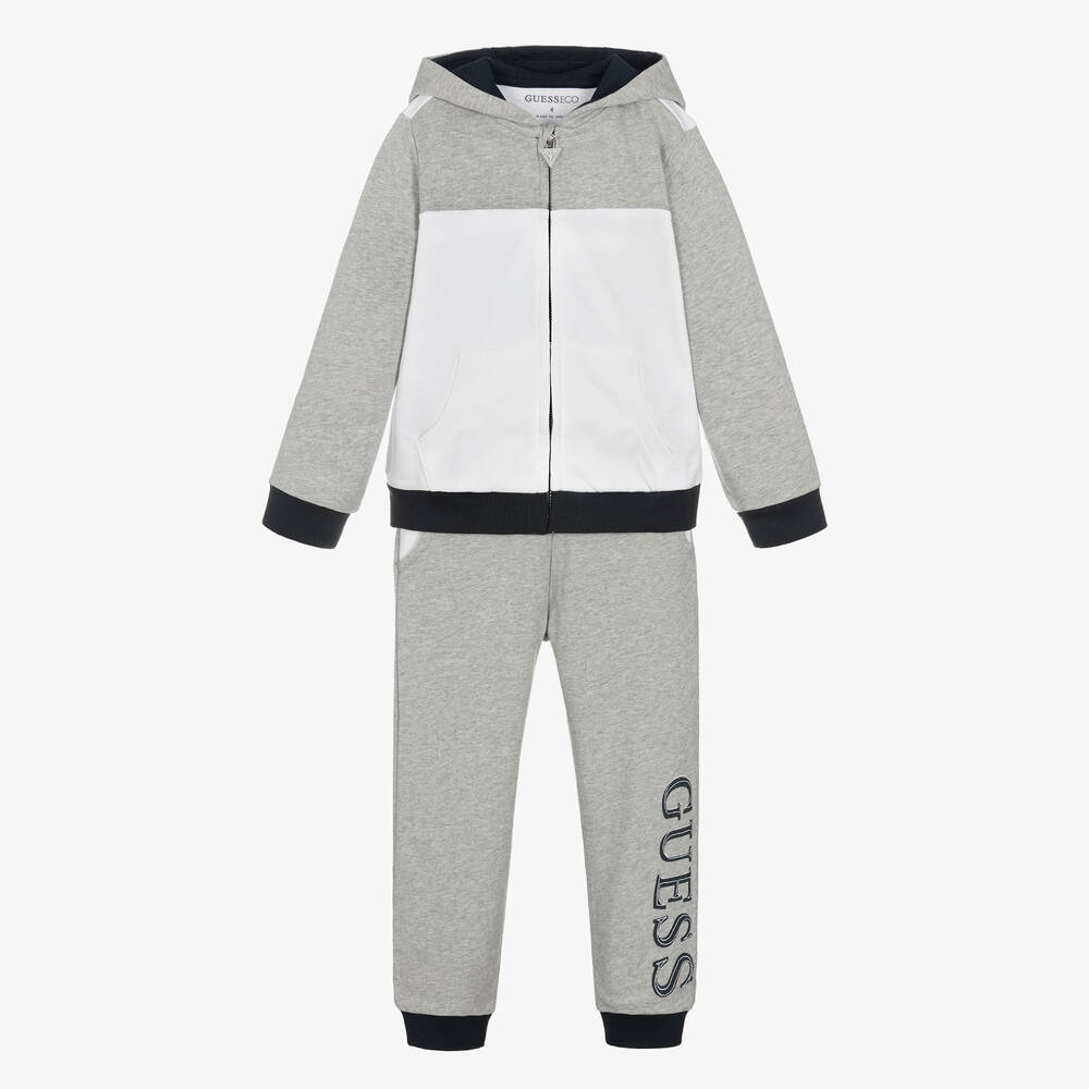 Guess - Boys White & Grey Logo Tracksuit | Childrensalon