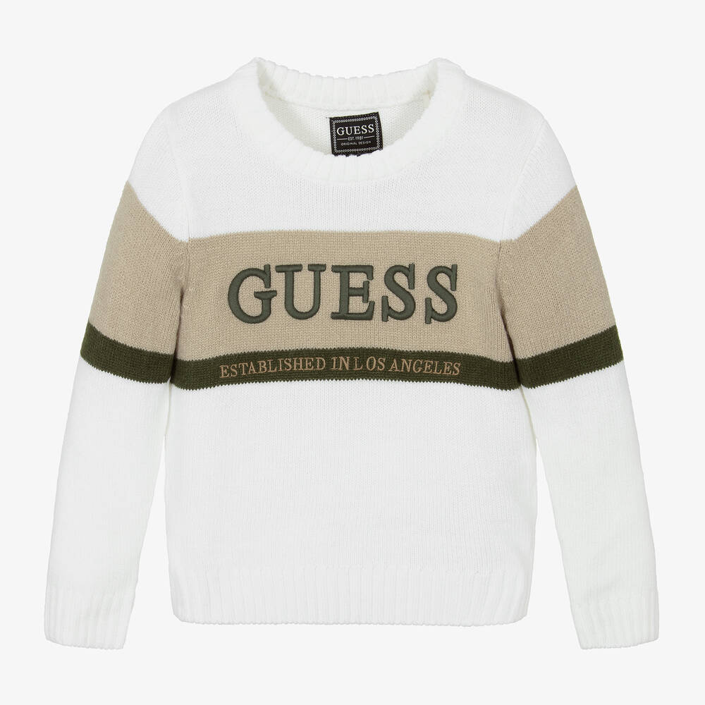Guess-Белый вязаный джемпер для мальчиков | Childrensalon Outlet