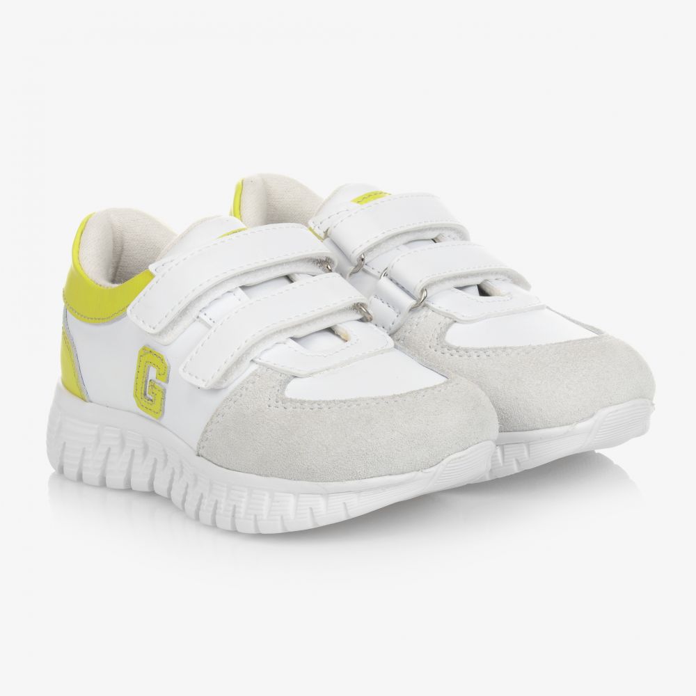 Guess - Boys White Leather Trainers | Childrensalon