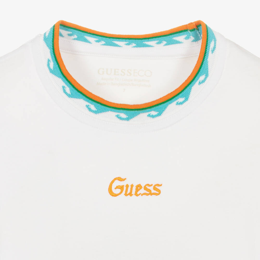 Guess-Boys White Logo Tee | Childrensalon Outlet