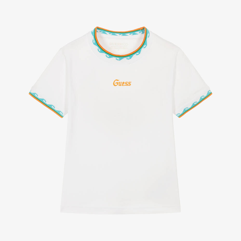 Guess-Boys White Logo Tee | Childrensalon Outlet