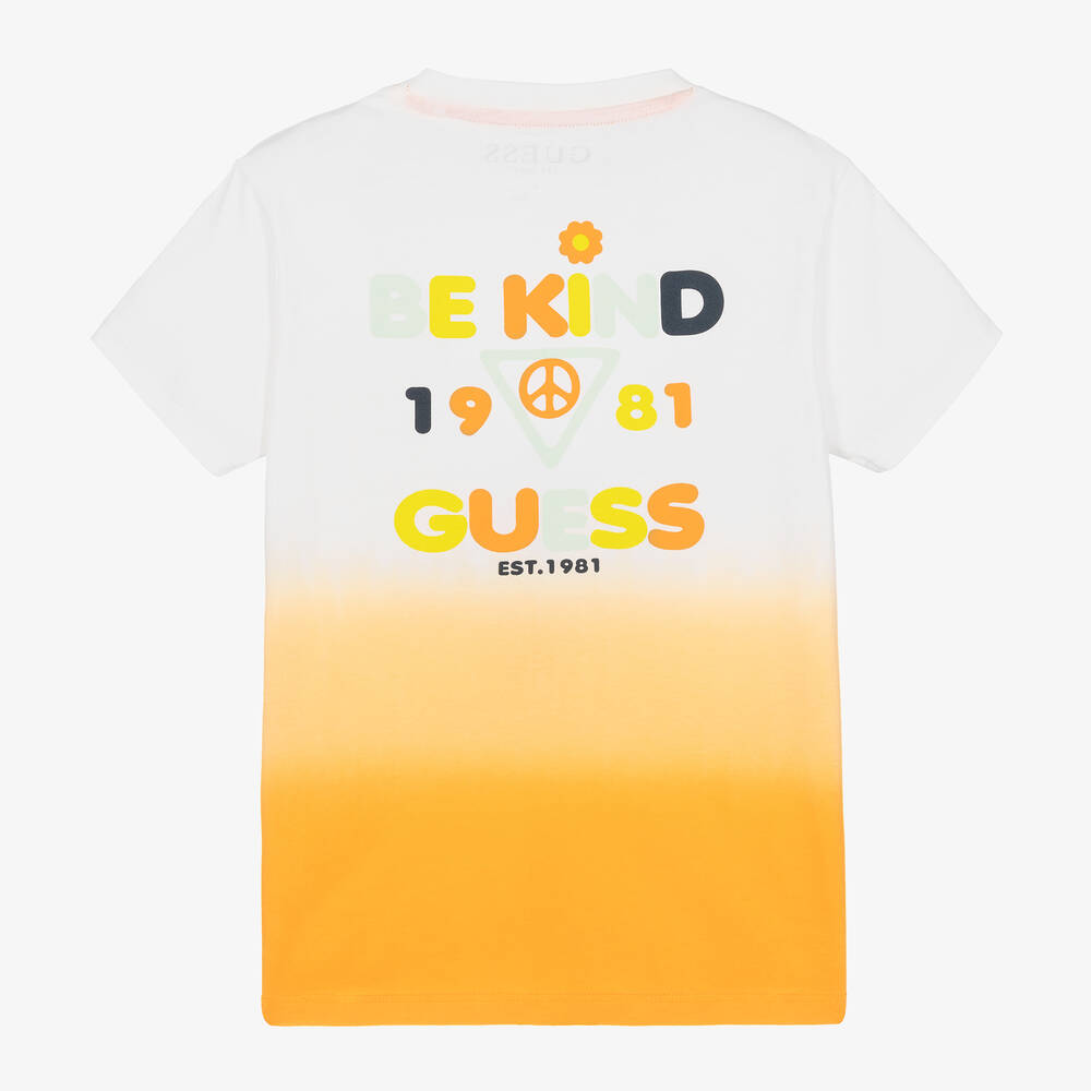 Orange and white guess shirt clearance
