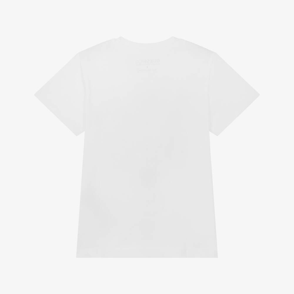 Guess-Boys White Organic Cotton Teddy Bear Logo T-Shirt | Childrensalon Outlet