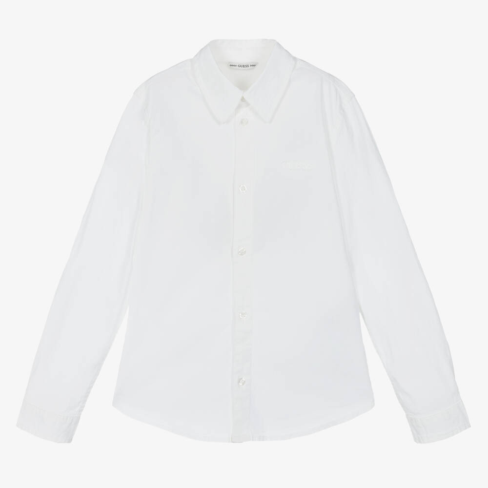 Guess-Boys White Poplin Cotton Shirt | Childrensalon Outlet