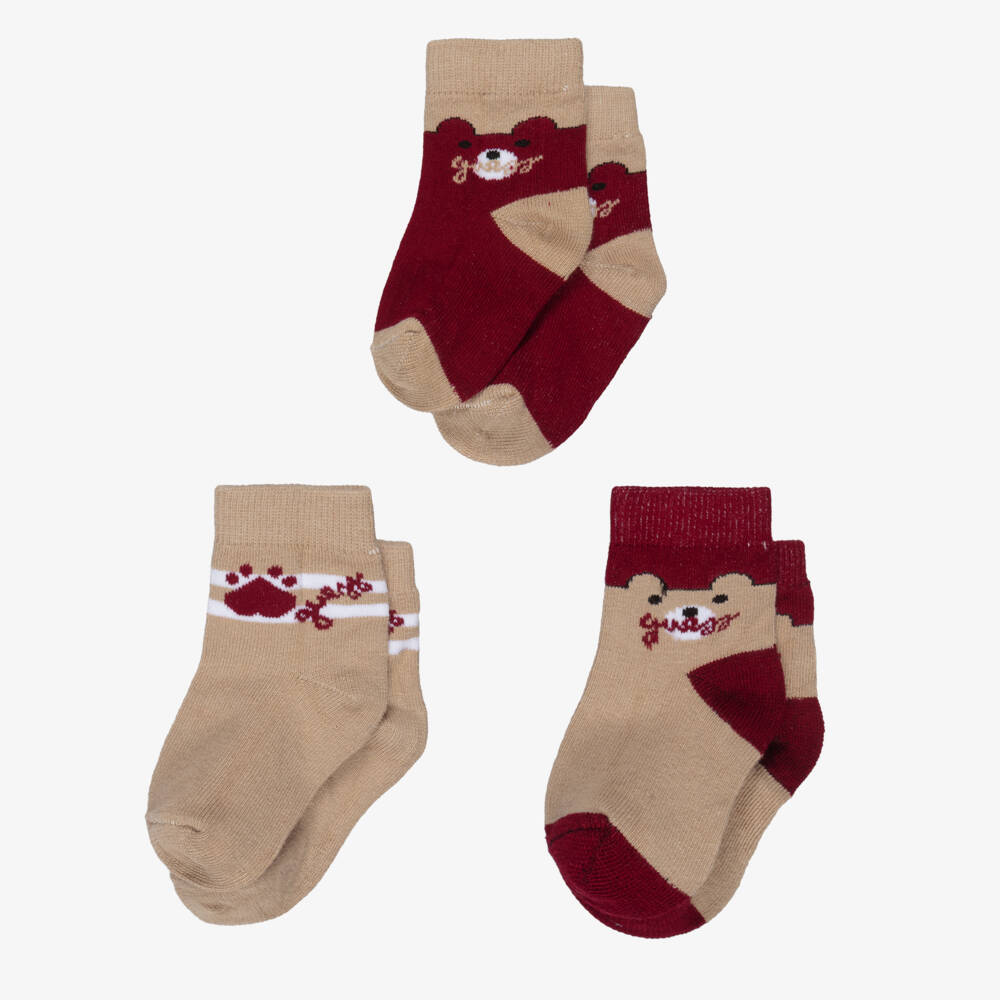 Guess-Burgundy And Beige Multipack Socks | Childrensalon Outlet