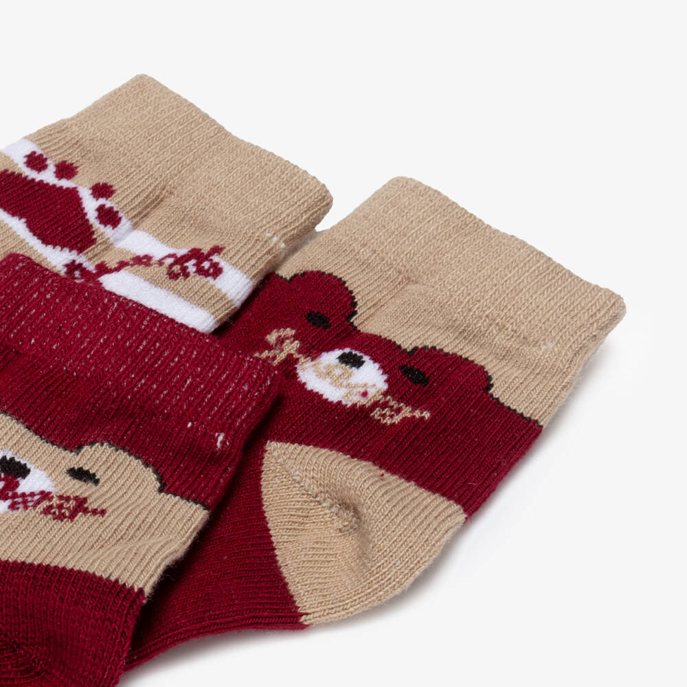 Guess-Burgundy And Beige Multipack Socks | Childrensalon Outlet