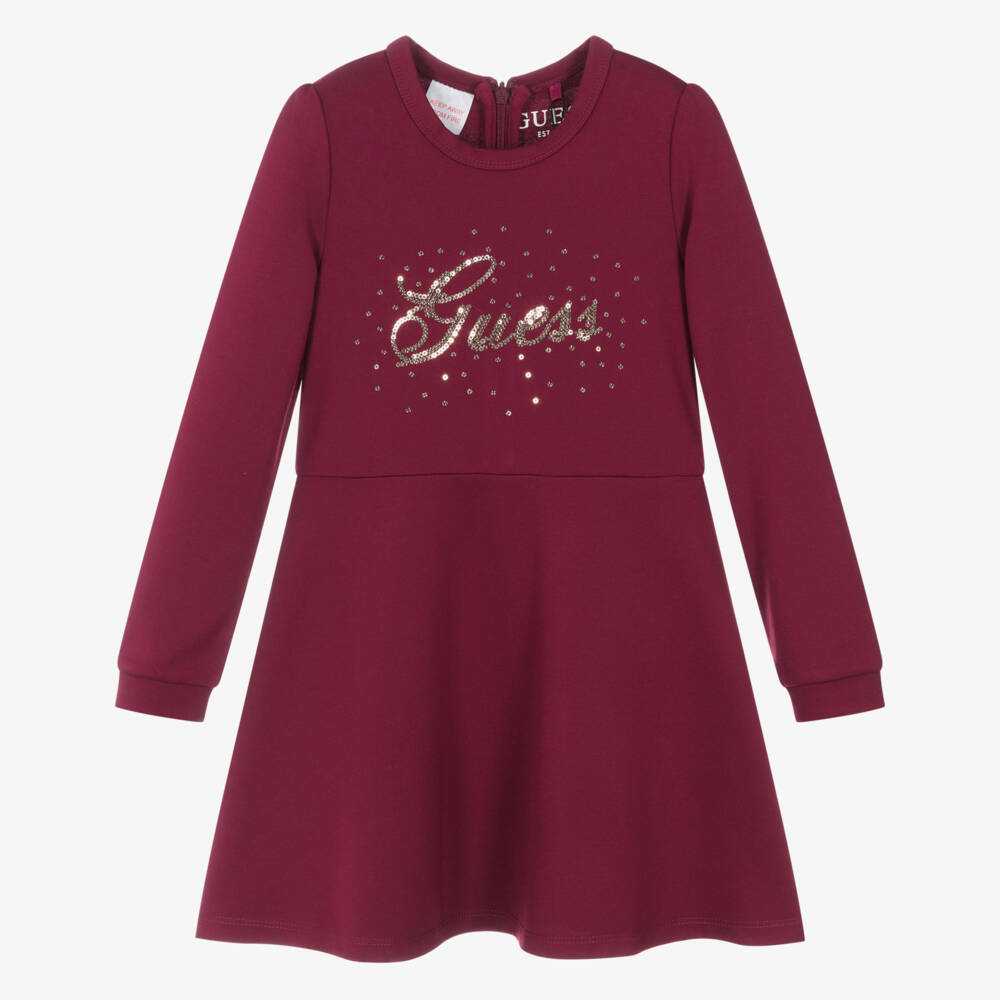 Guess-Burgundy Logo Dress | Childrensalon Outlet