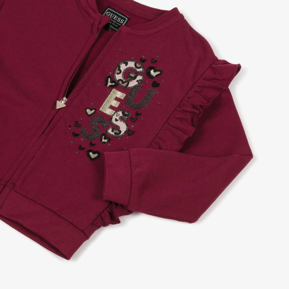 Guess-Burgundy Zip Up Top | Childrensalon Outlet