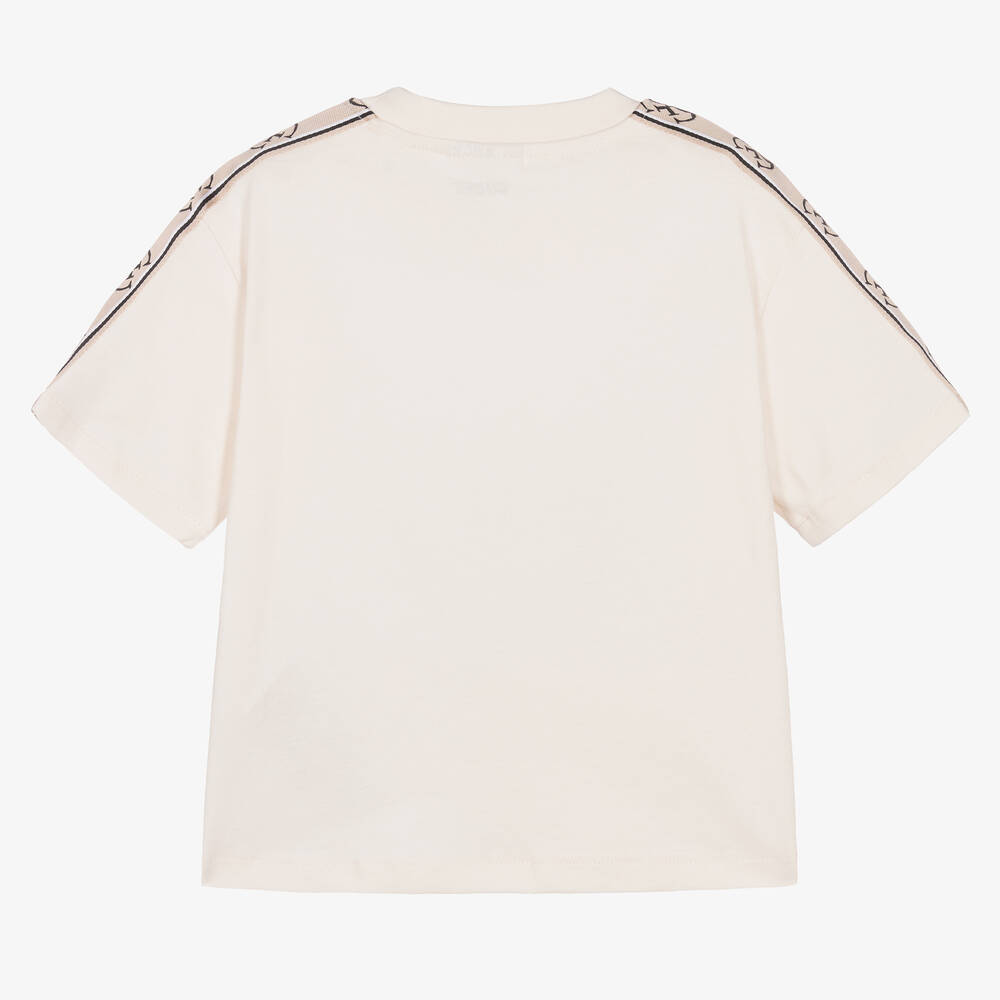 Guess Girls Beige Cotton Logo T Shirt Childrensalon Outlet