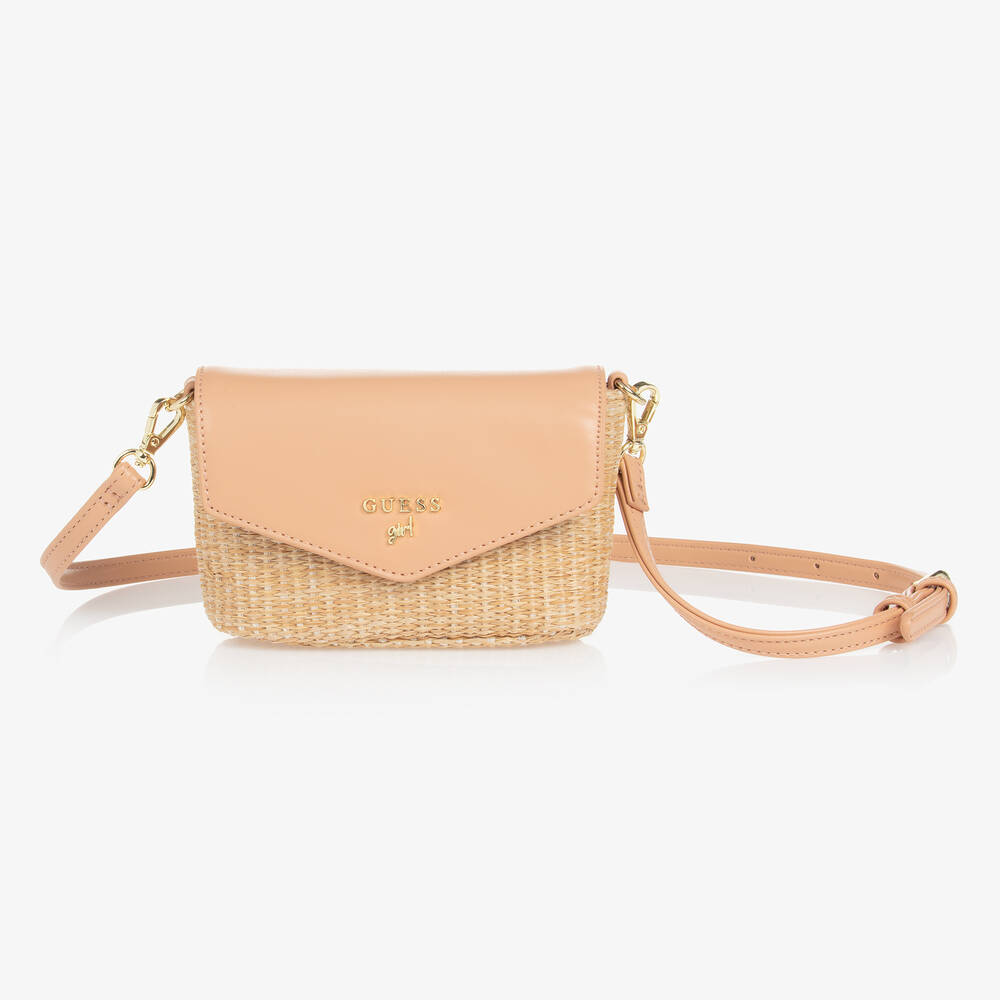 Guess - Girls Beige Faux Straw Bag (17cm) | Childrensalon