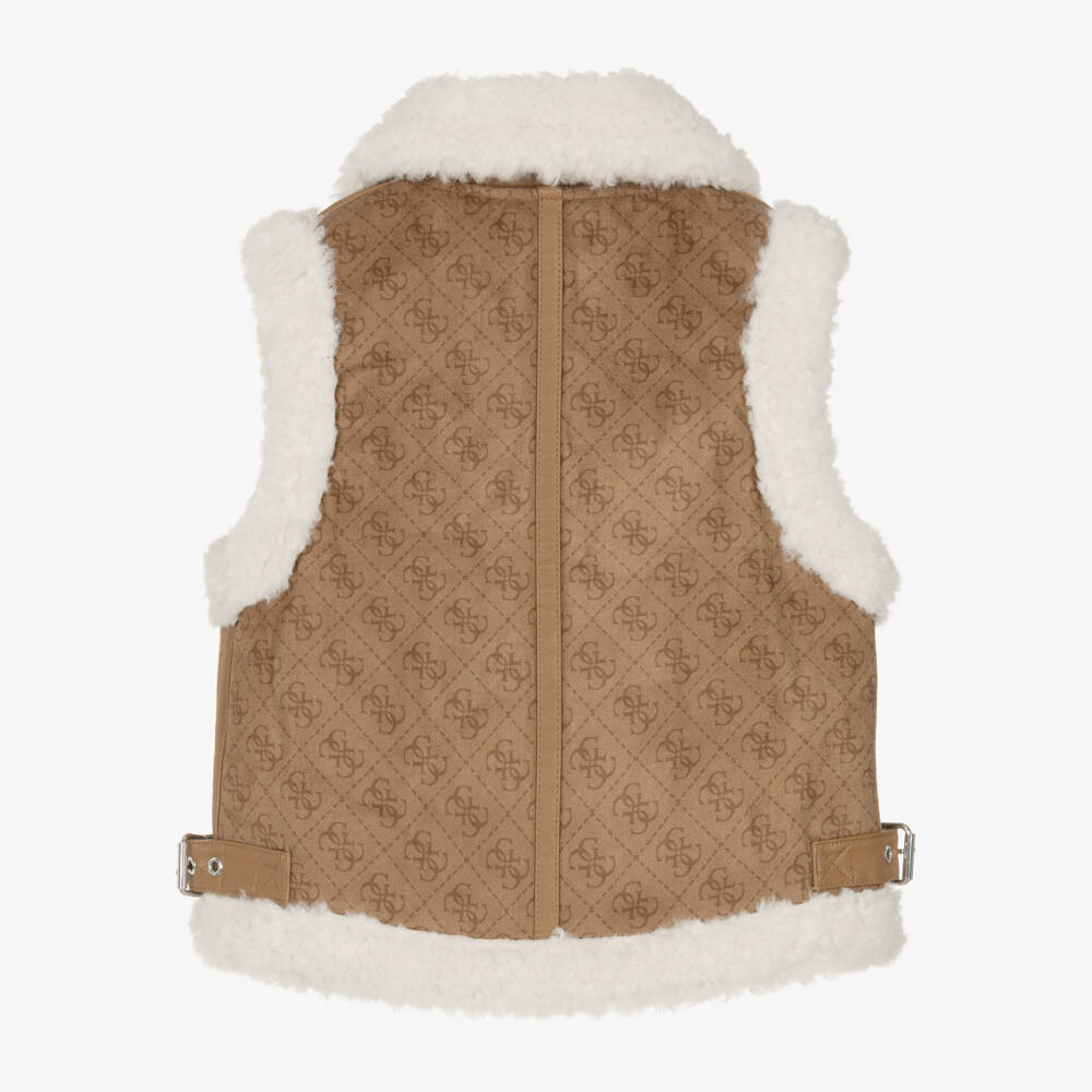 Guess-Girls Beige Fleece Vest | Childrensalon Outlet