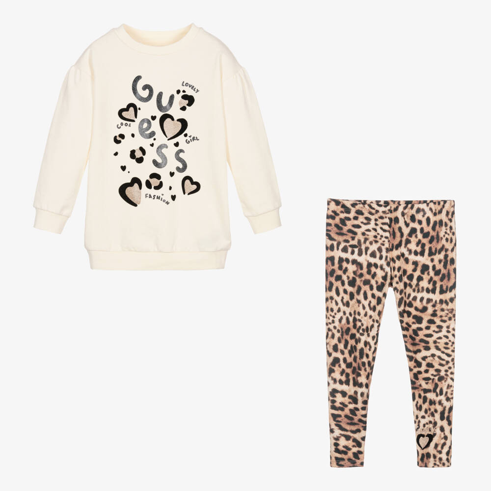 Guess-Girls Beige & Ivory Legging Set | Childrensalon Outlet