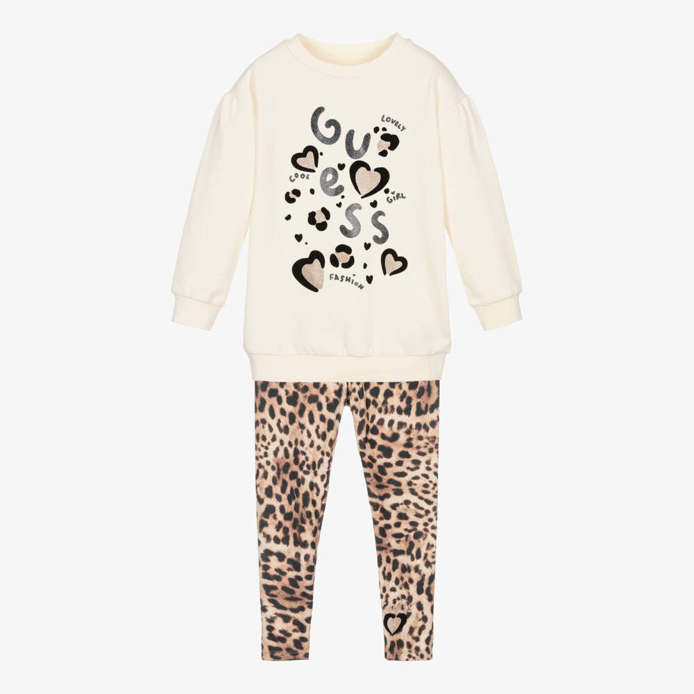 Guess-Girls Beige & Ivory Legging Set | Childrensalon Outlet