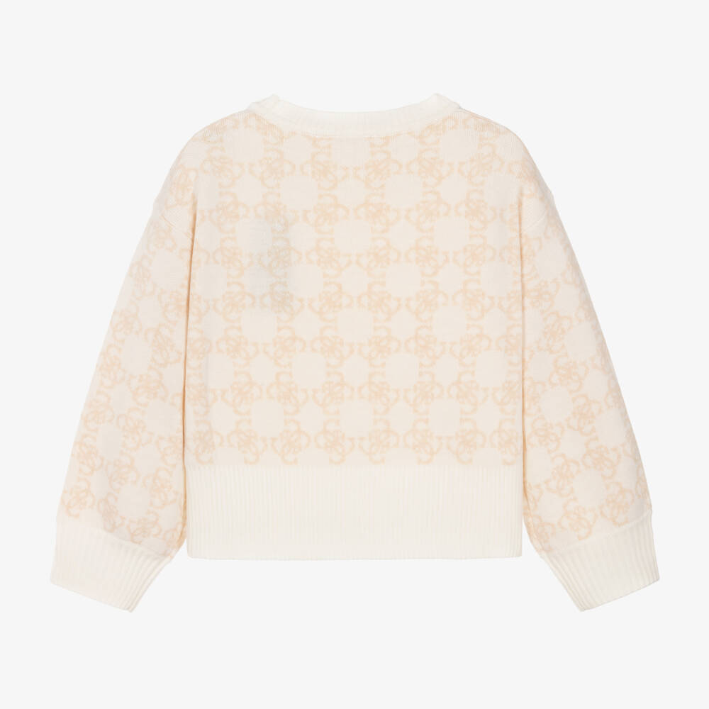 Guess-Girls Beige Jacquard Knit Jumper | Childrensalon Outlet