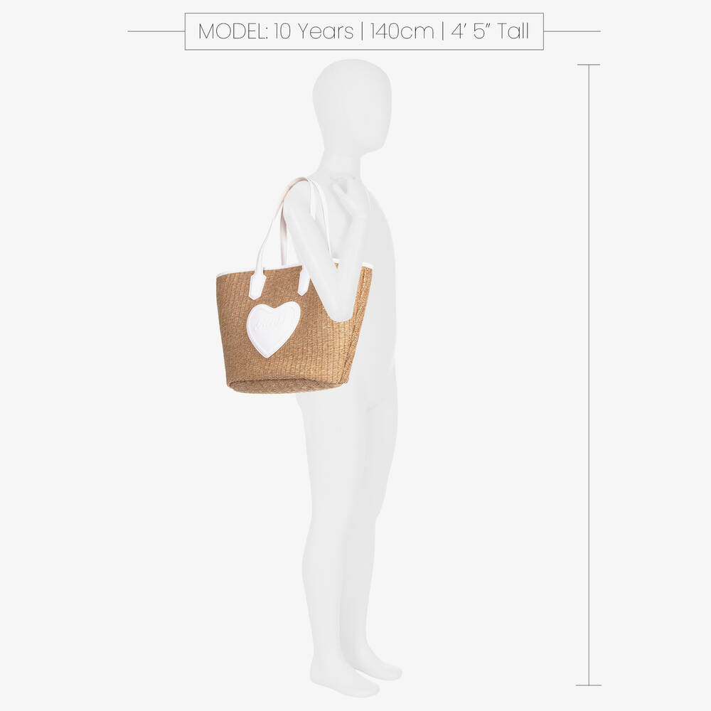 Guess-Girls Beige Raffia Tote Bag (40cm) | Childrensalon Outlet