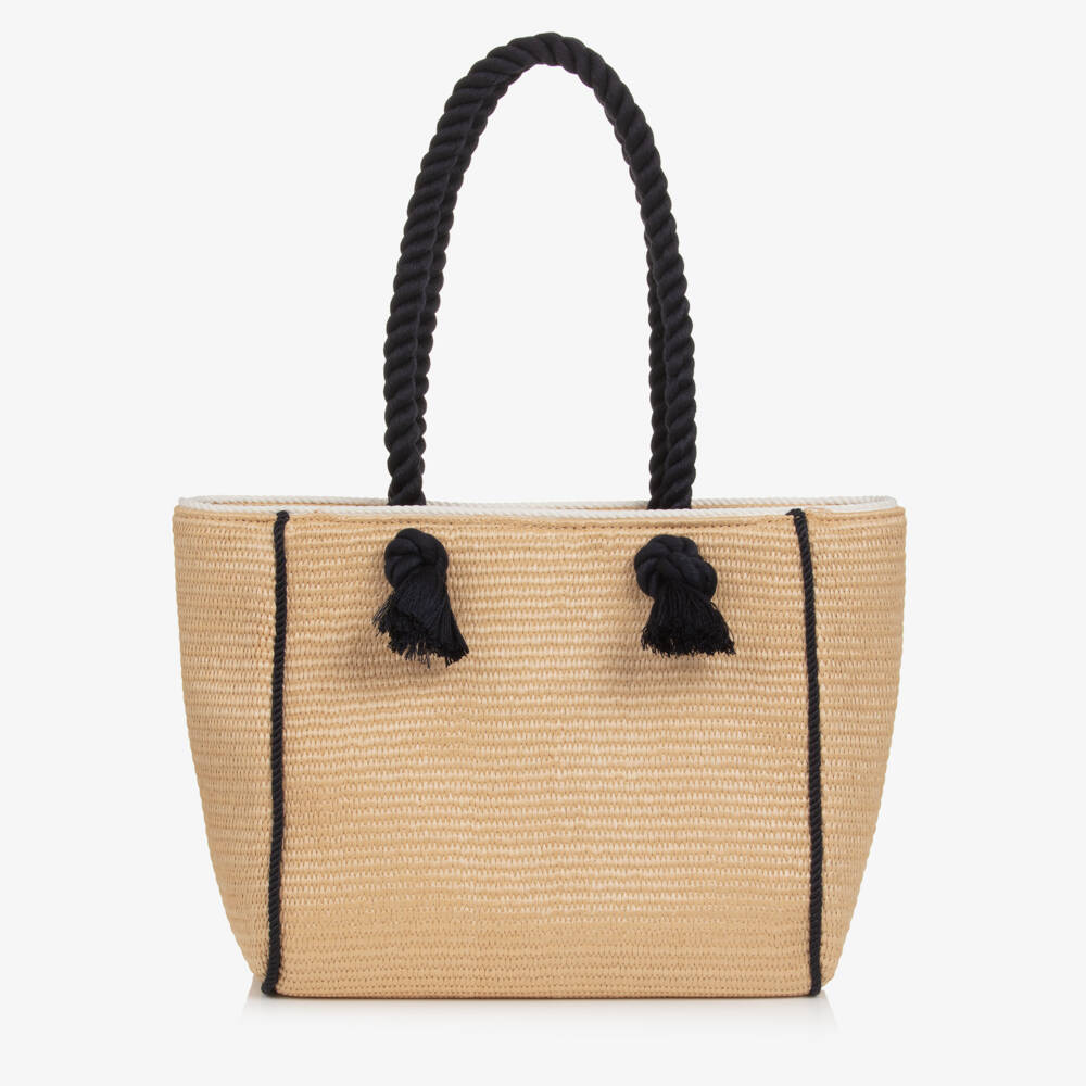 Guess-Girls Beige Straw Beach Tote | Childrensalon Outlet