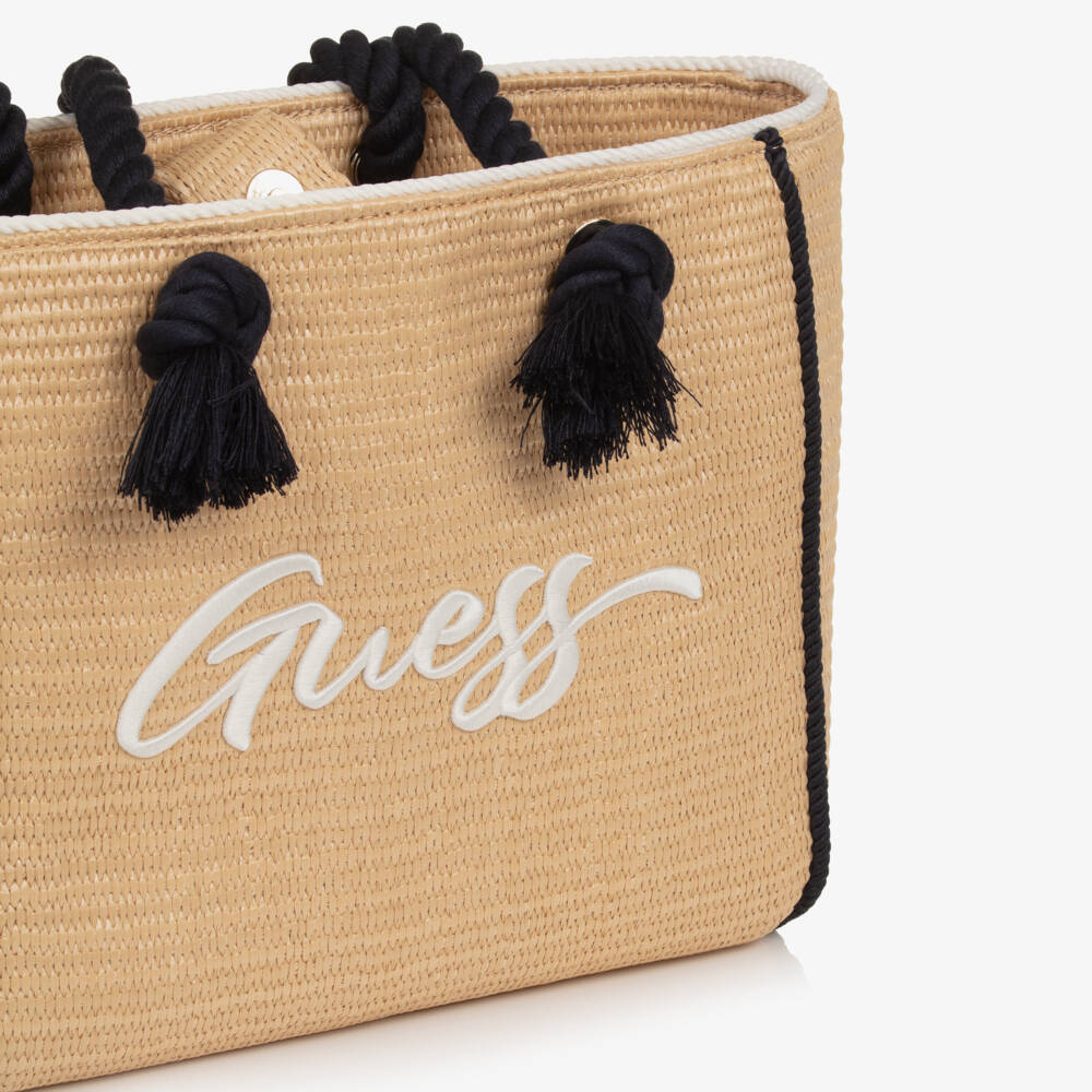 Guess-Girls Beige Straw Beach Tote | Childrensalon Outlet