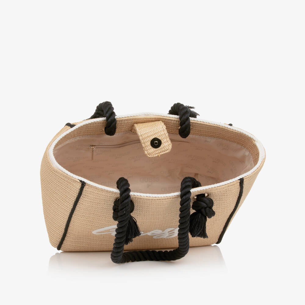Guess-Girls Beige Straw Beach Tote | Childrensalon Outlet