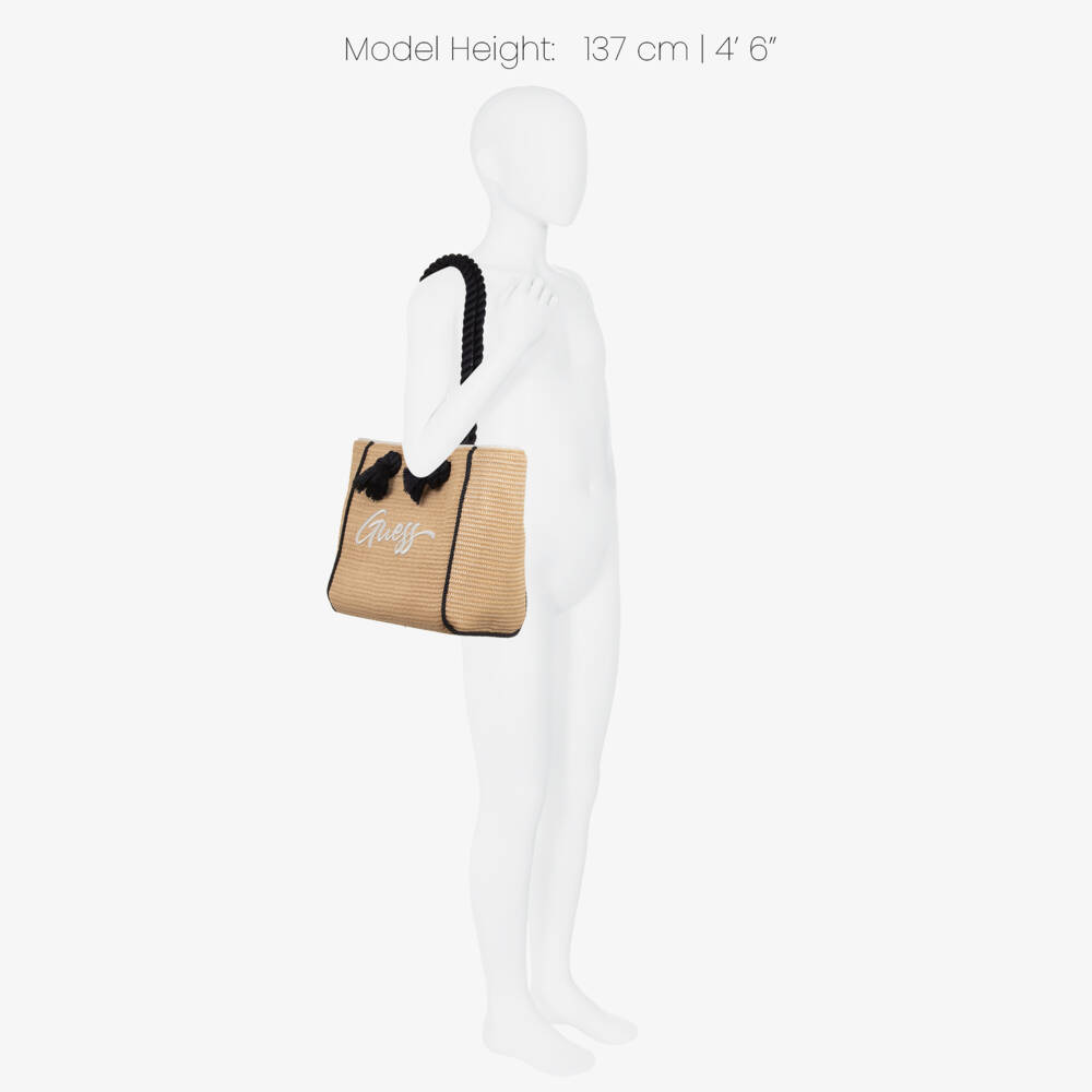 Guess-Girls Beige Straw Beach Tote | Childrensalon Outlet