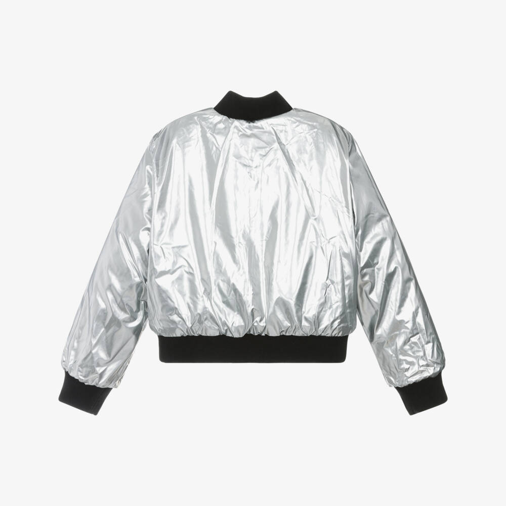 Guess-Girls Black and Silver Reversible Jacket | Childrensalon Outlet
