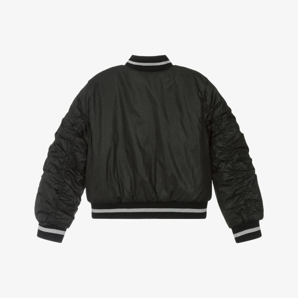 Guess-Girls Black and Silver Reversible Jacket | Childrensalon Outlet