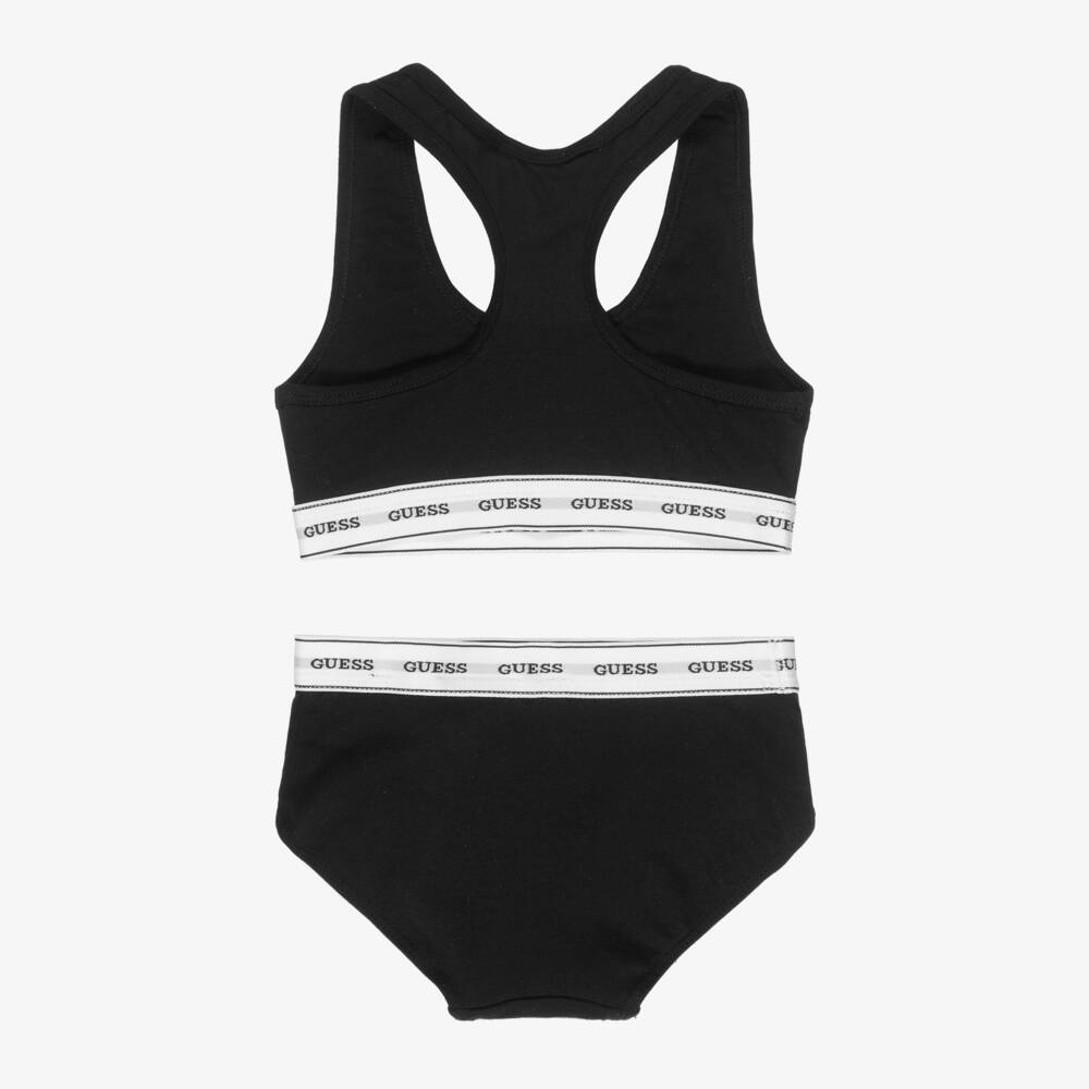 Guess-Girls Black Cotton Bralette Set | Childrensalon Outlet