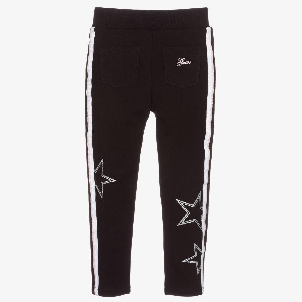 Guess-Girls Black Cotton Leggings | Childrensalon Outlet