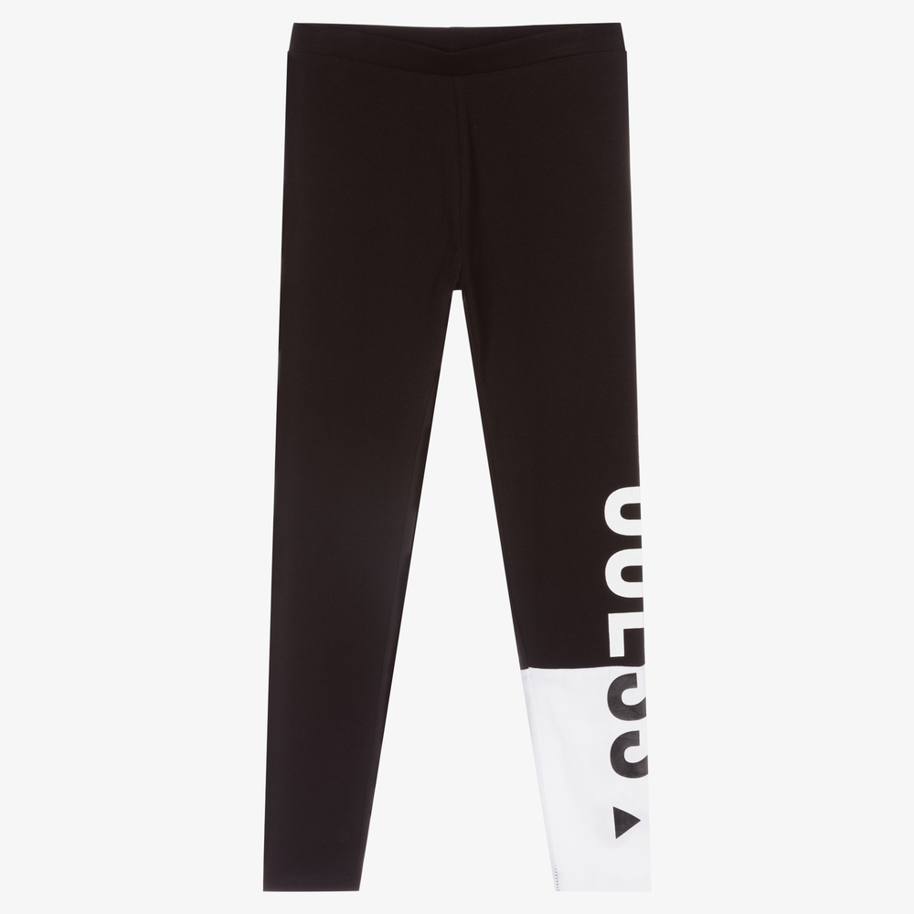 Guess - Girls Black Cotton Leggings | Childrensalon