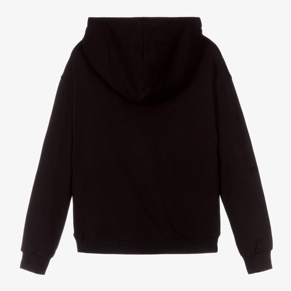 Guess-Girls Black Cotton Logo Hoodie | Childrensalon Outlet