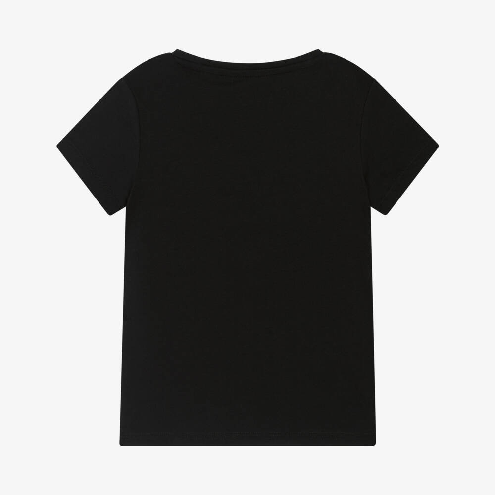 Guess-Girls Black Cotton Logo Tee | Childrensalon Outlet