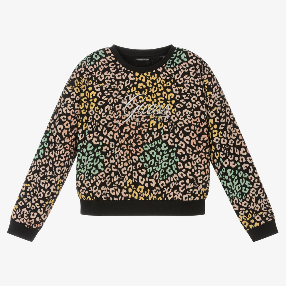 Guess-Girls Black Cropped Sweatshirt | Childrensalon Outlet