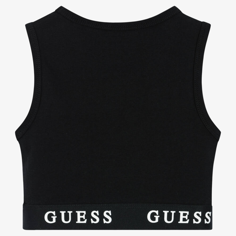 Guess-Girls Black Cropped Top | Childrensalon Outlet