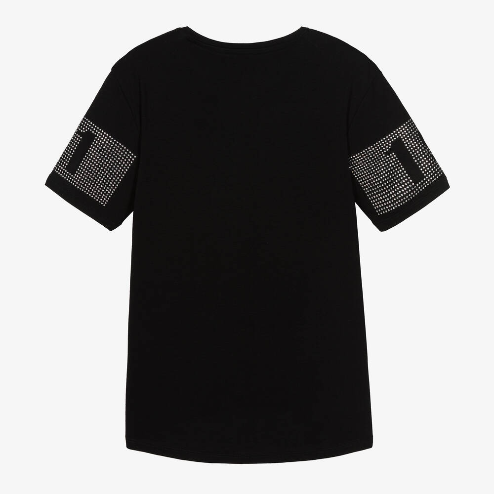 Guess-Girls Black Diamanté T-Shirt | Childrensalon Outlet