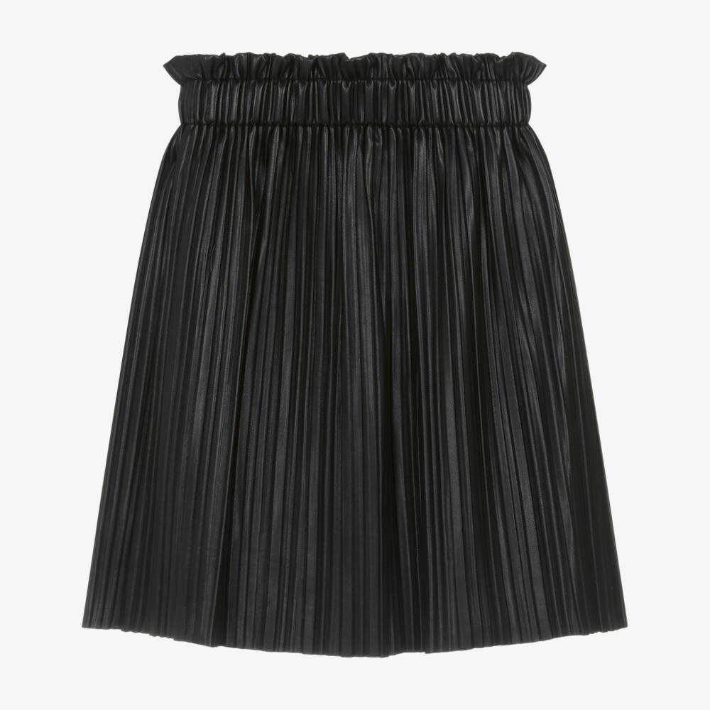 Guess-Girls Black Faux Leather Pleated Skirt | Childrensalon Outlet