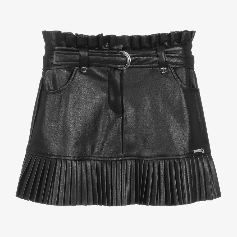 Guess - Jupe noire en simili cuir fille | Childrensalon