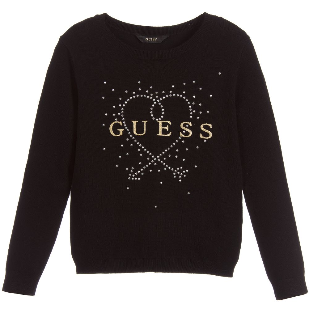 Guess - Girls Black & Gold Sweater | Childrensalon