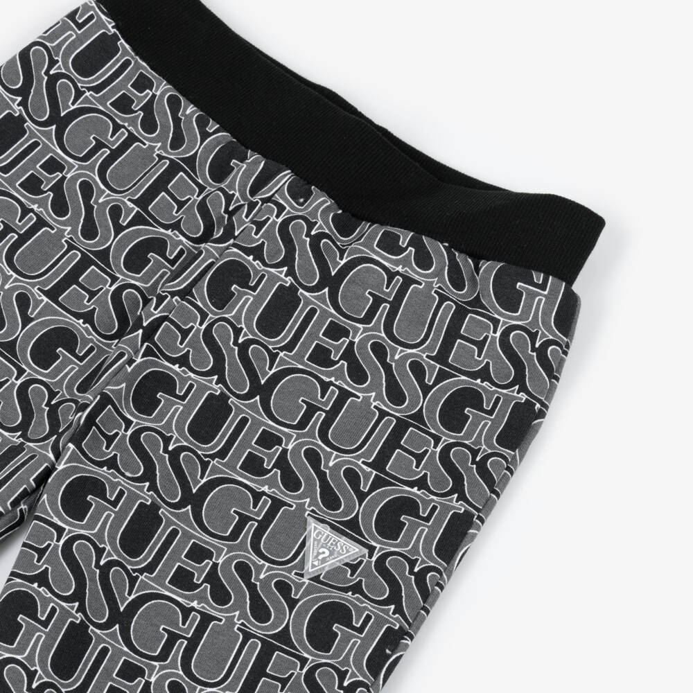Guess-Girls Black Graphic Cotton Joggers | Childrensalon Outlet