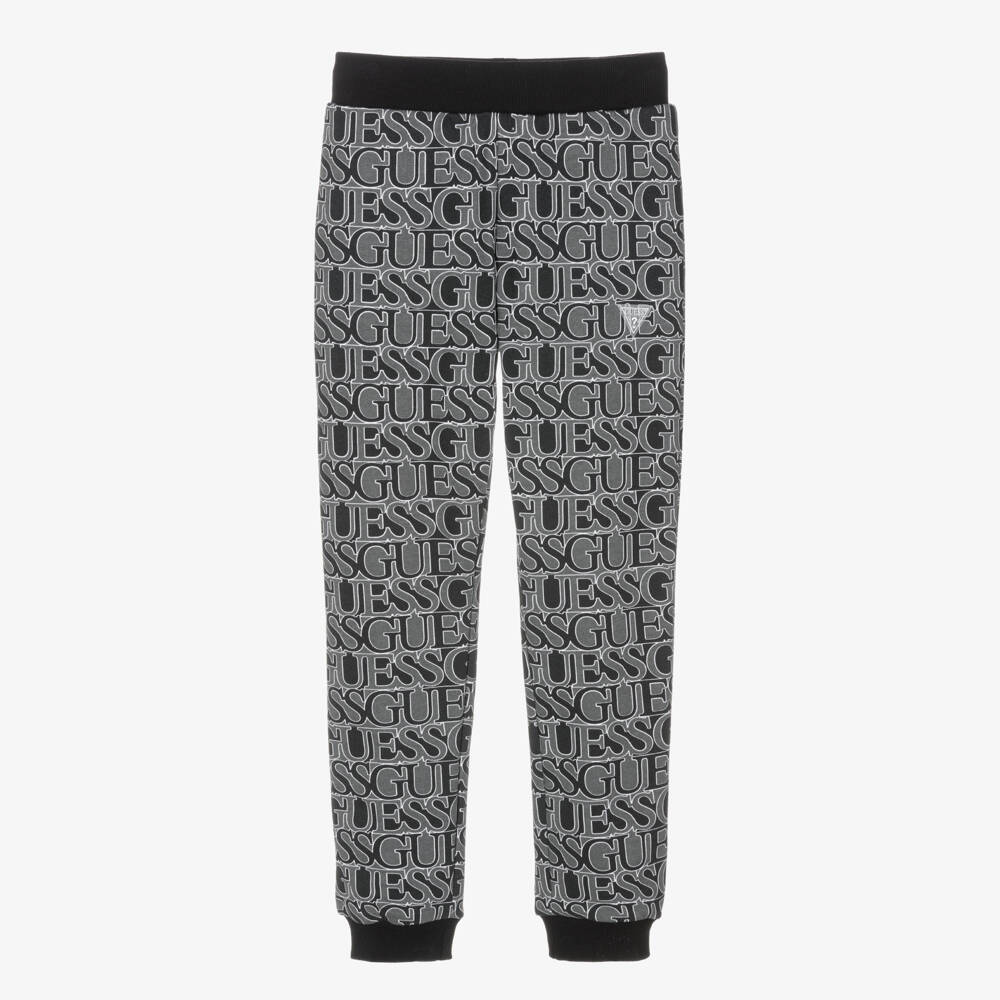 Guess-Girls Black Graphic Cotton Joggers | Childrensalon Outlet