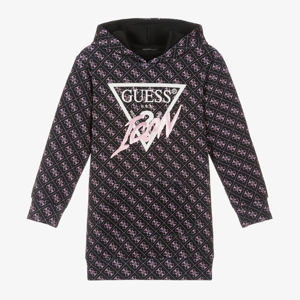 Guess-Черное трикотажное платье с капюшоном | Childrensalon Outlet