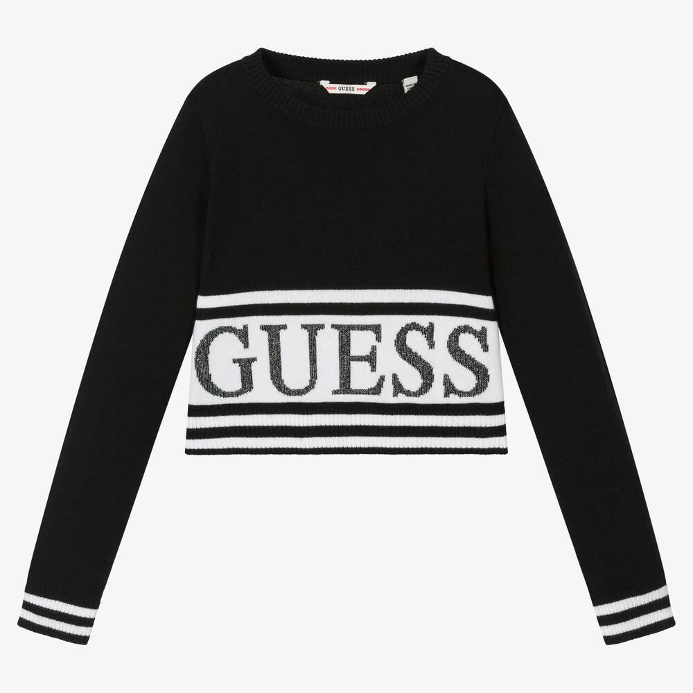 Guess - Girls Black Knitted Sweater | Childrensalon