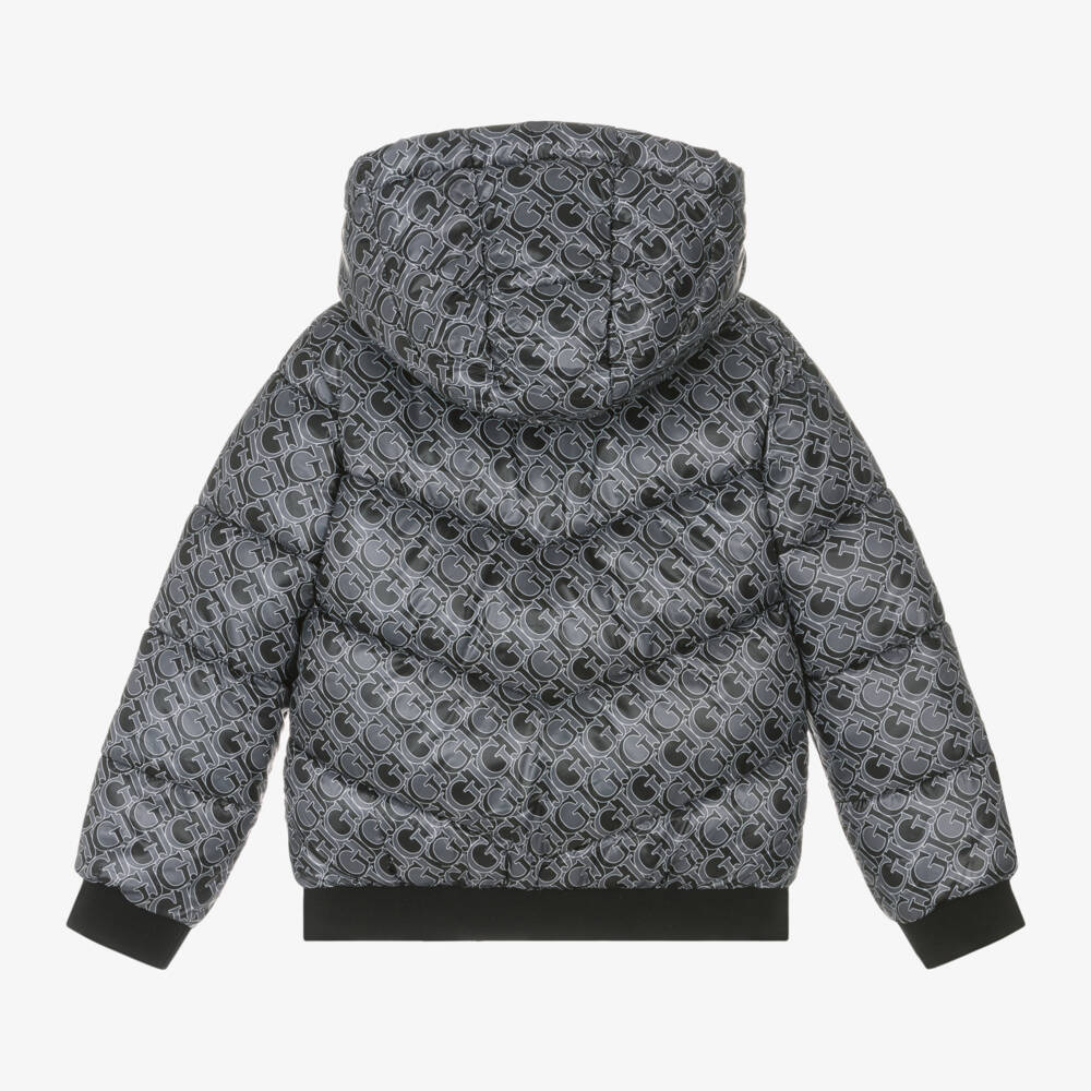 Guess-Girls Black Logo Print Puffer Coat | Childrensalon Outlet