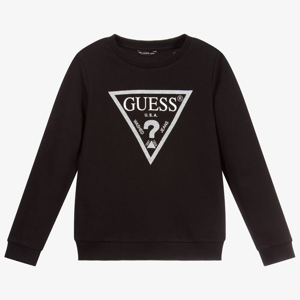 Guess - Girls Black Logo Sweatshirt | Childrensalon