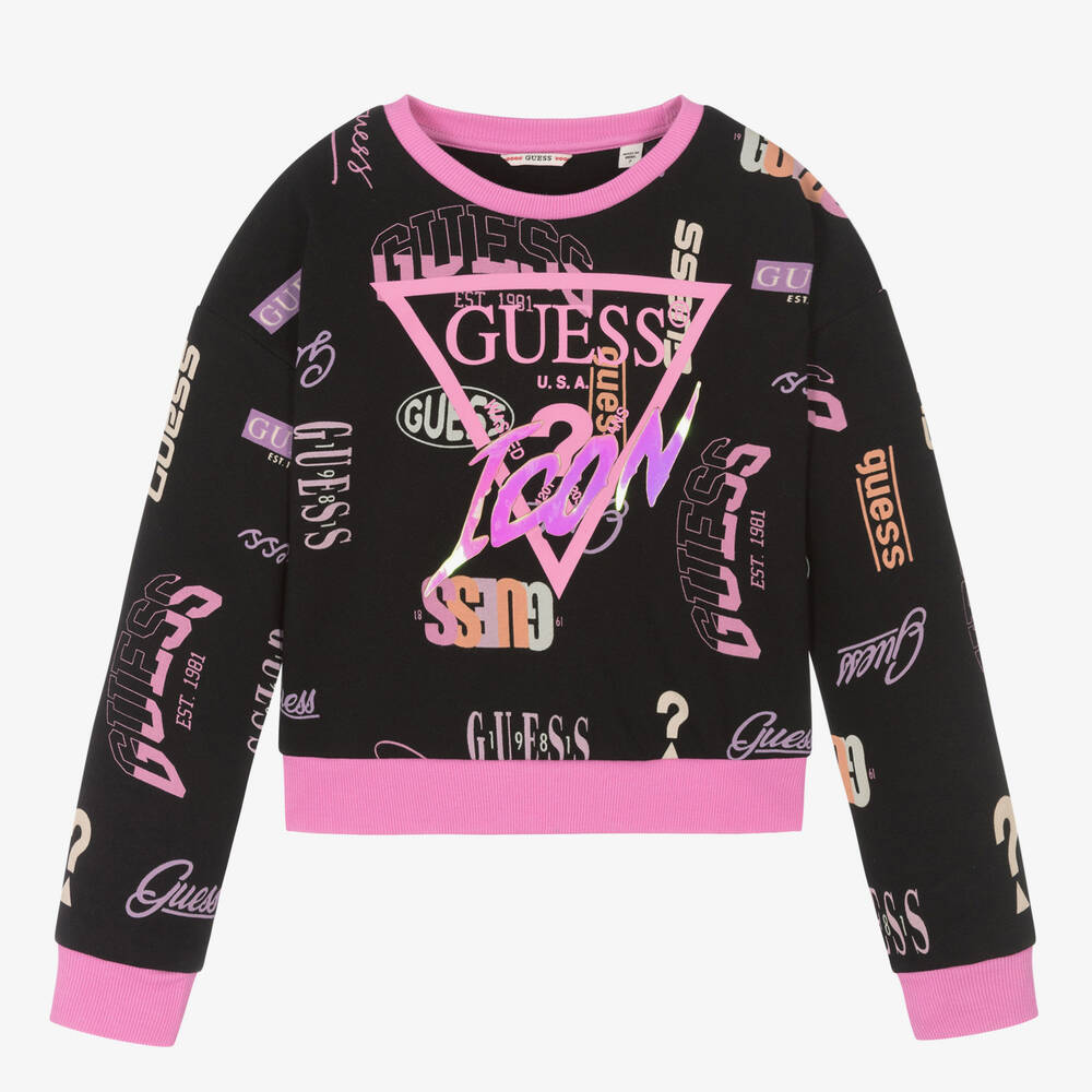 Guess - Girls Black Logo Sweatshirt | Childrensalon